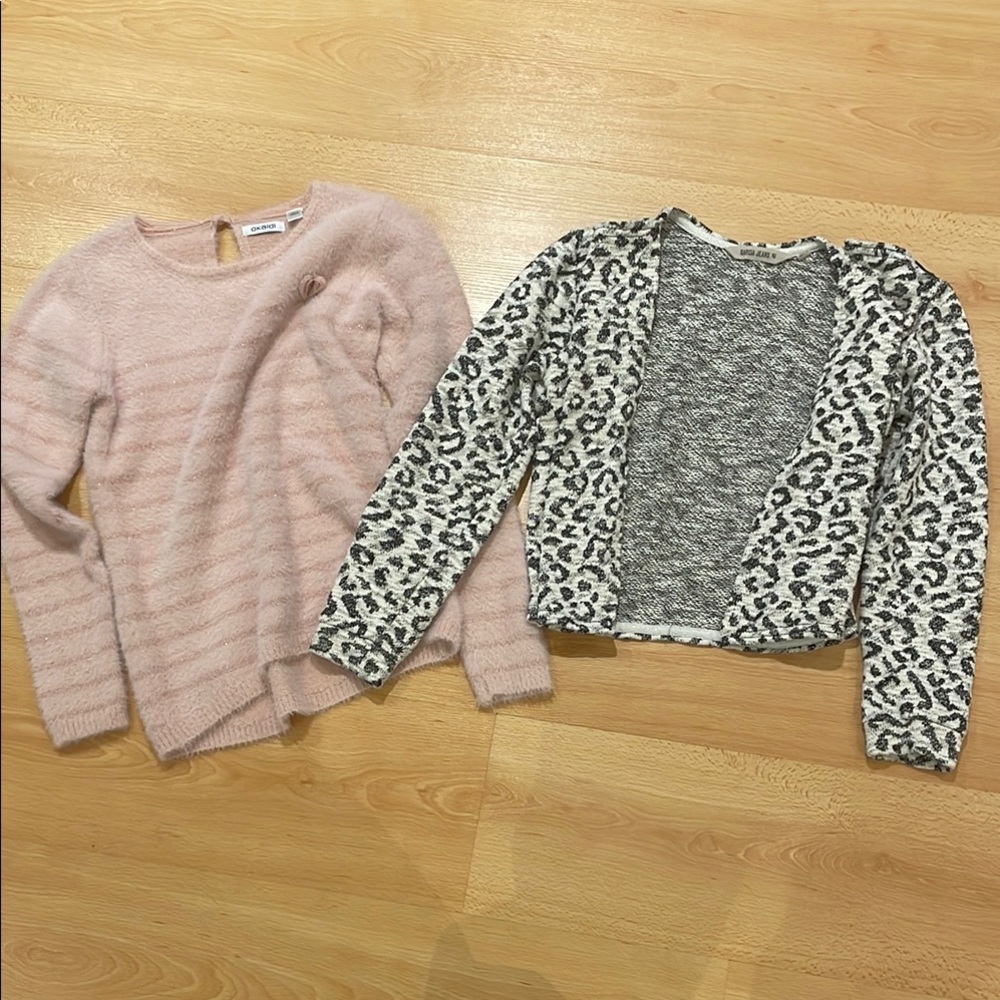 Pink and Gray Leopard Print Sweater Set